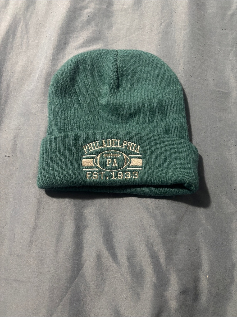 Philadelphia Embroidered Beanie Hat - Green